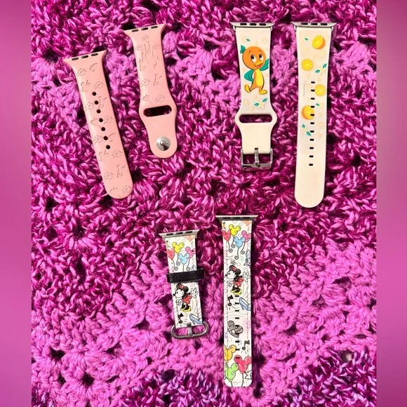 Disney Apple Watch Bands Minnie Mouse Orange Bird Castle & Snacks - Picture 1 of 7